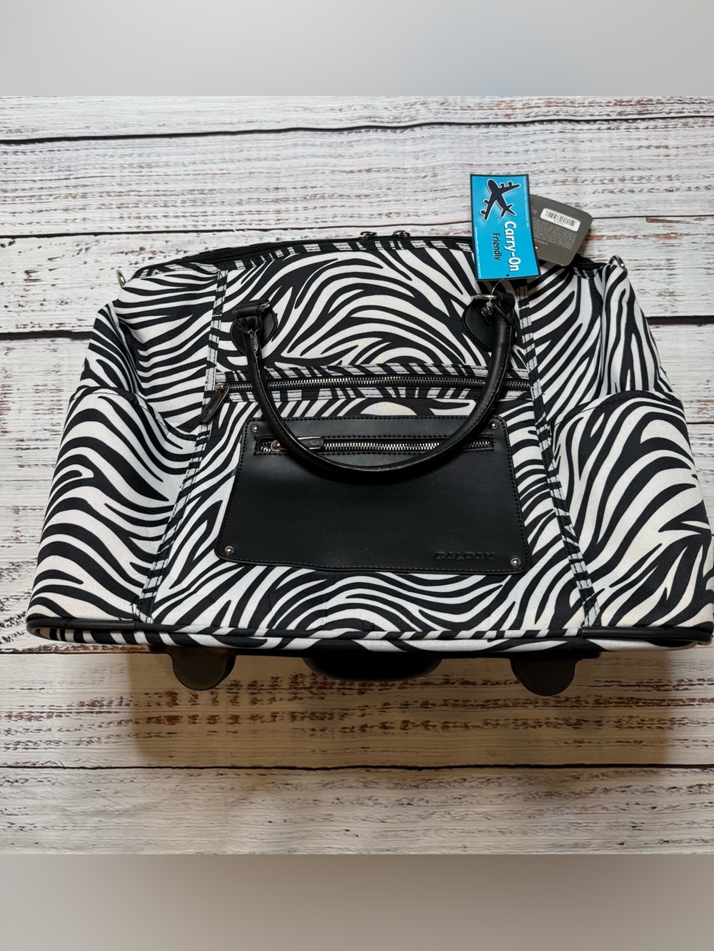 NWT CALPAK Zanny 21” Rolling Laptop Tote Zebra